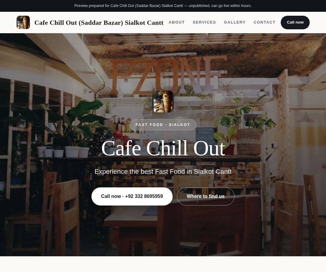 Cafe Chill Out (Saddar Bazar) Sialkot Cantt
