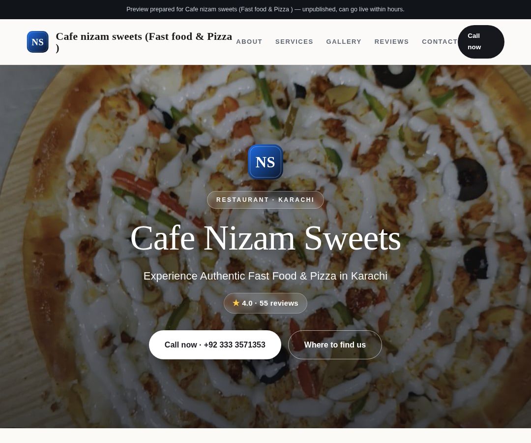Cafe nizam sweets (Fast food & Pizza )
