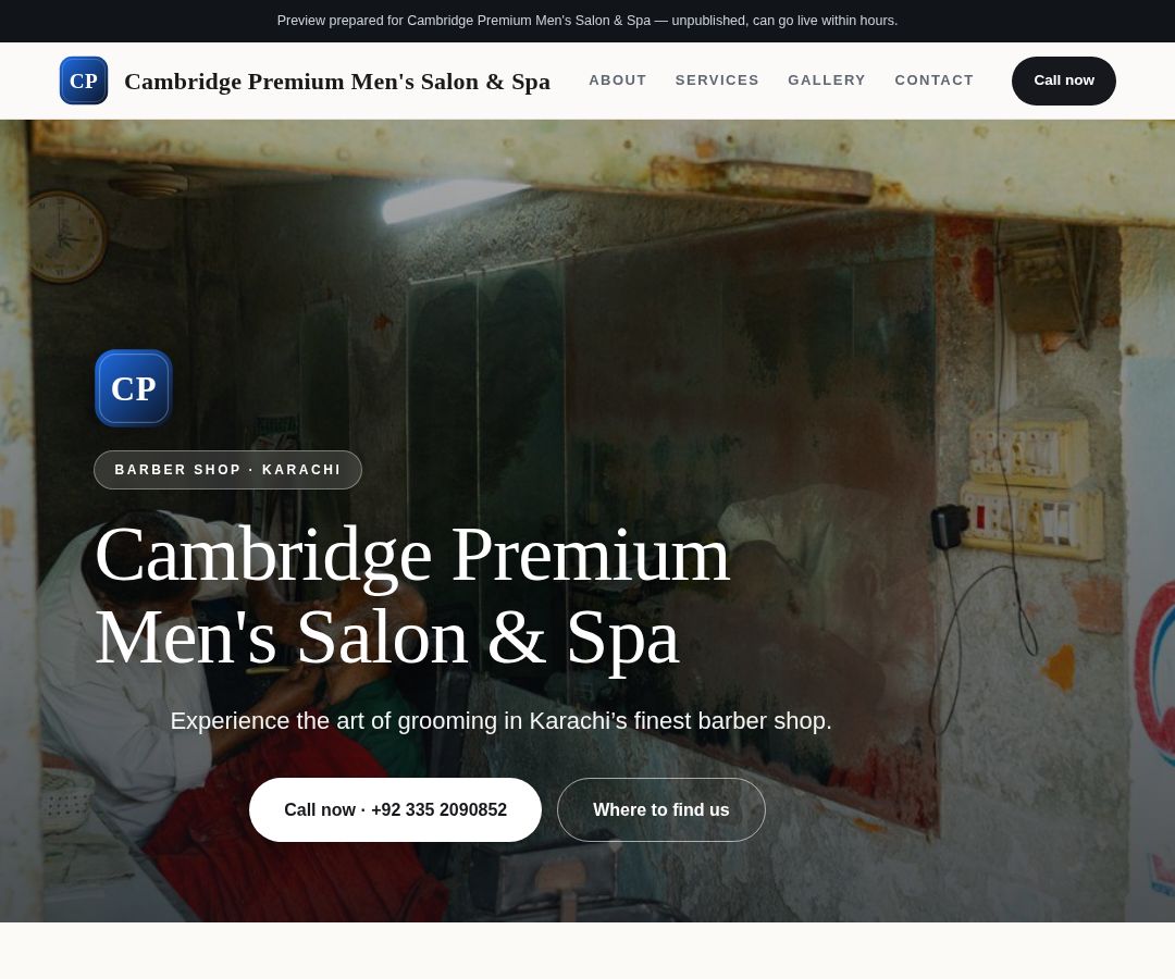Cambridge Premium Men's Salon & Spa