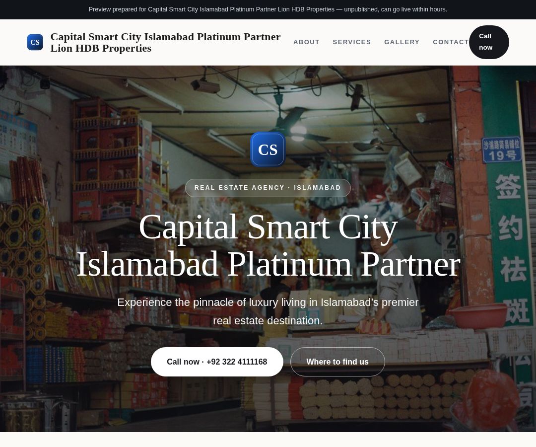 Capital Smart City Islamabad Platinum Partner Lion HDB Properties