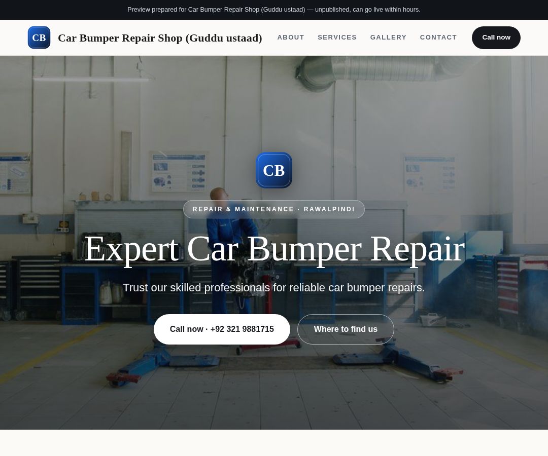 Car Bumper Repair Shop (Guddu ustaad)