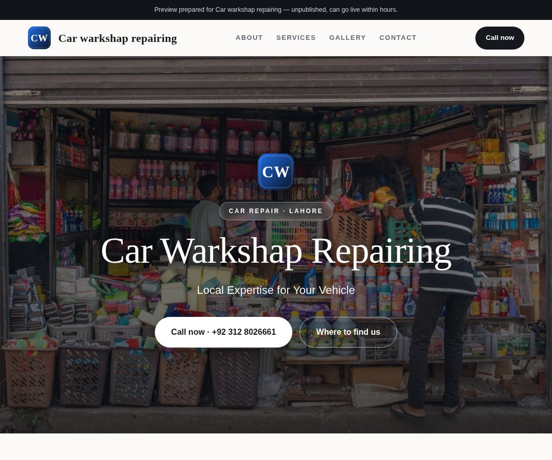 Car warkshap repairing