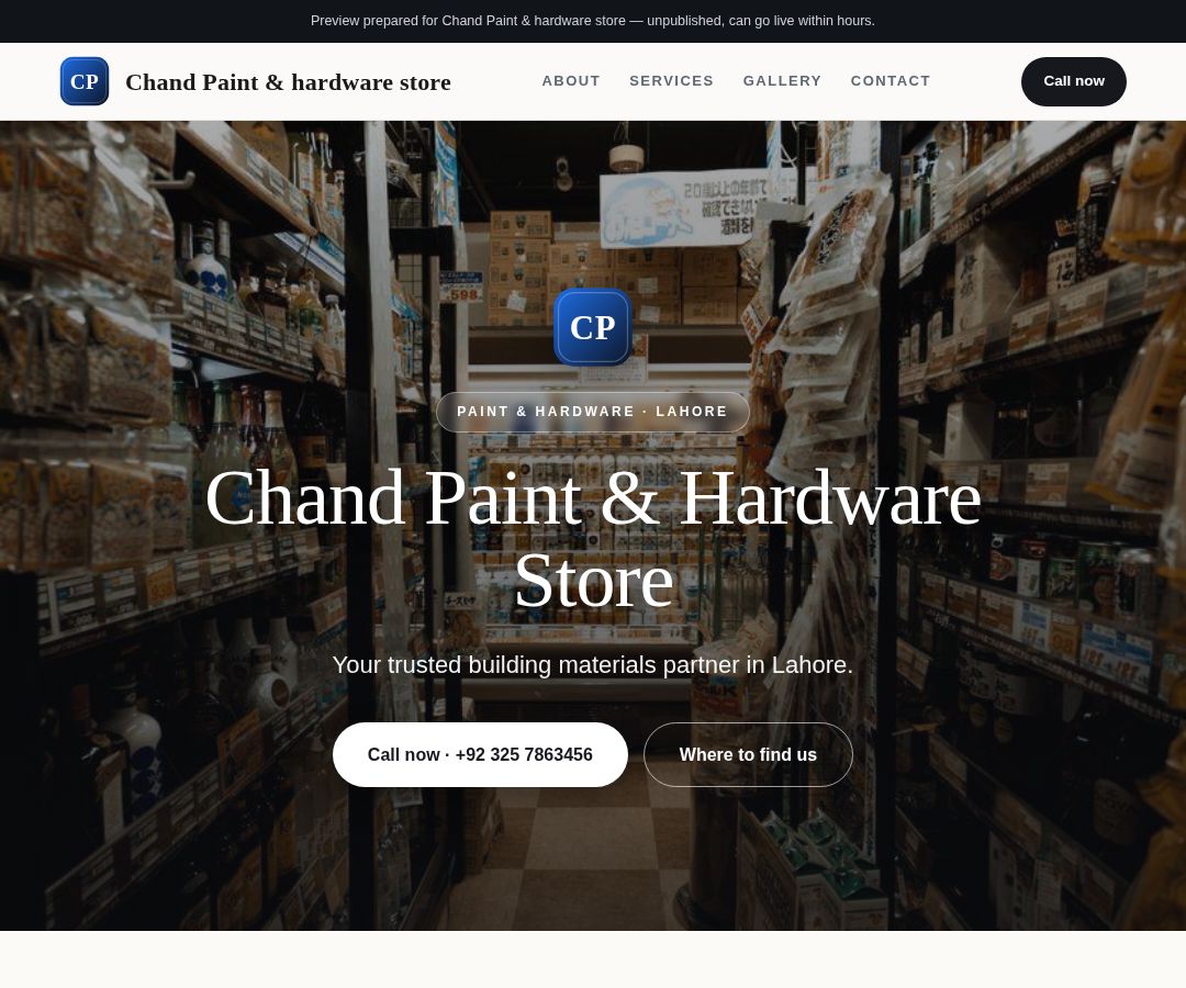 Chand Paint & hardware store