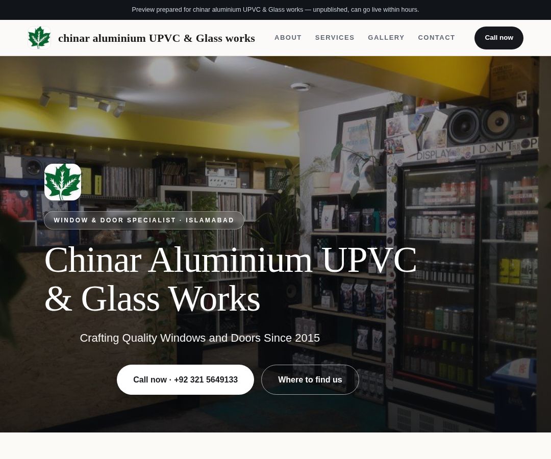 chinar aluminium UPVC & Glass works
