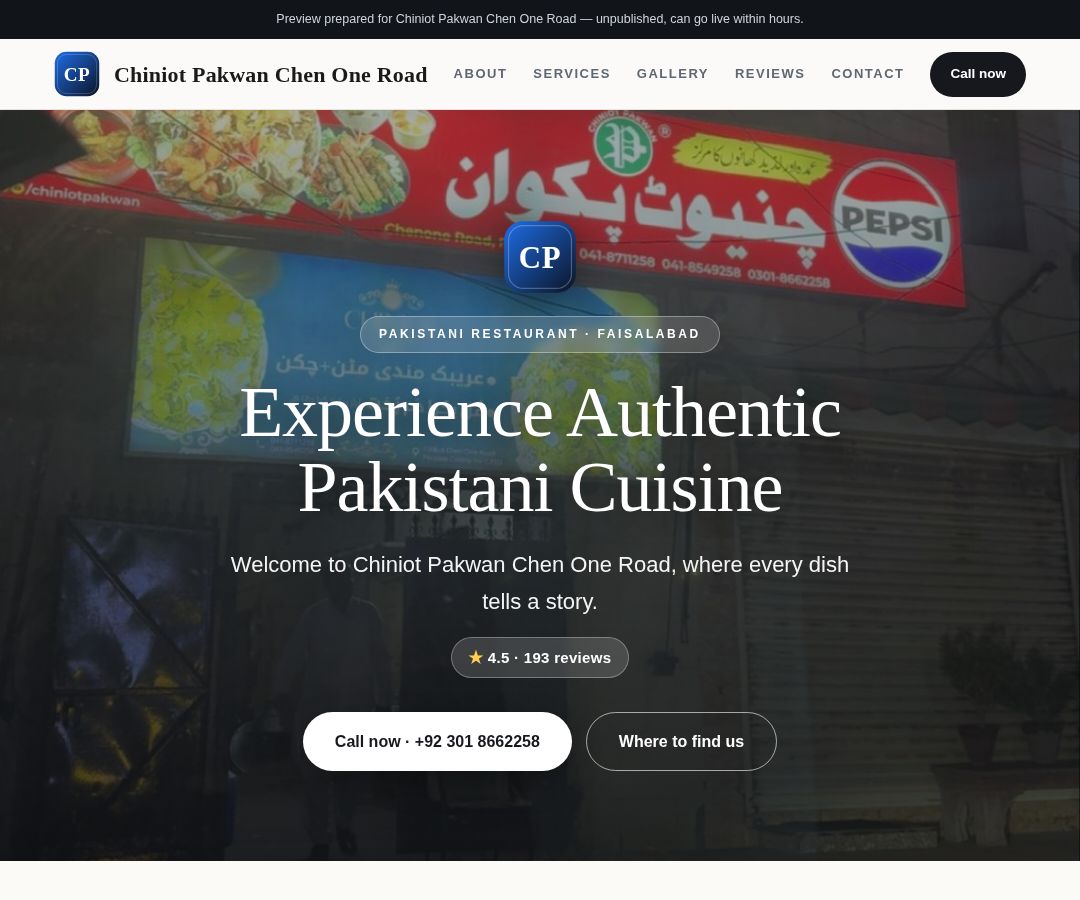 Chiniot Pakwan Chen One Road