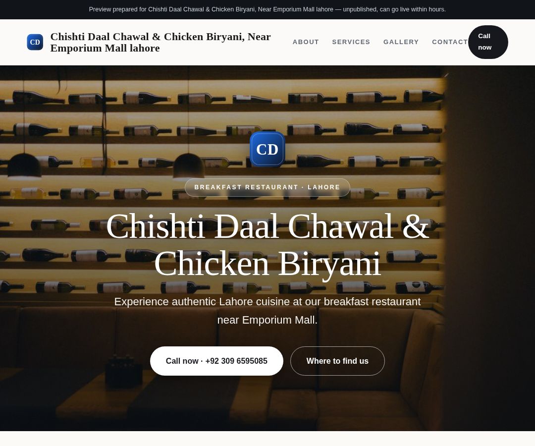 Chishti Daal Chawal & Chicken Biryani, Near Emporium Mall lahore