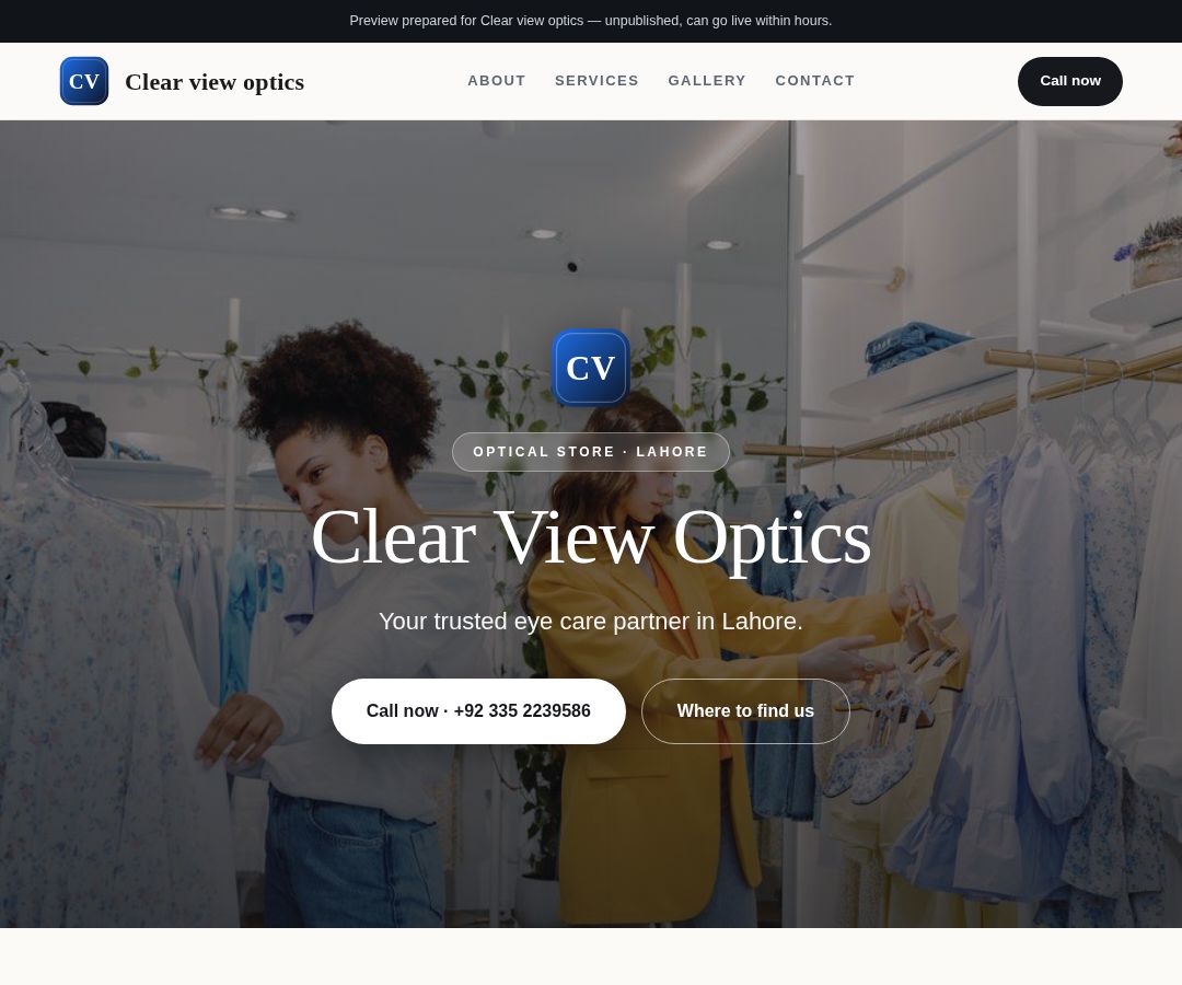 Clear view optics