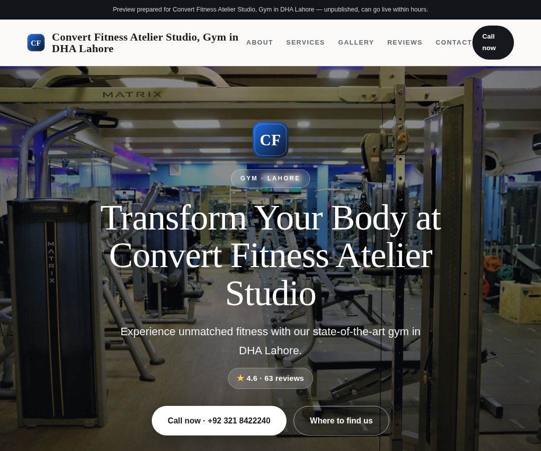 Convert Fitness Atelier Studio, Gym in DHA Lahore