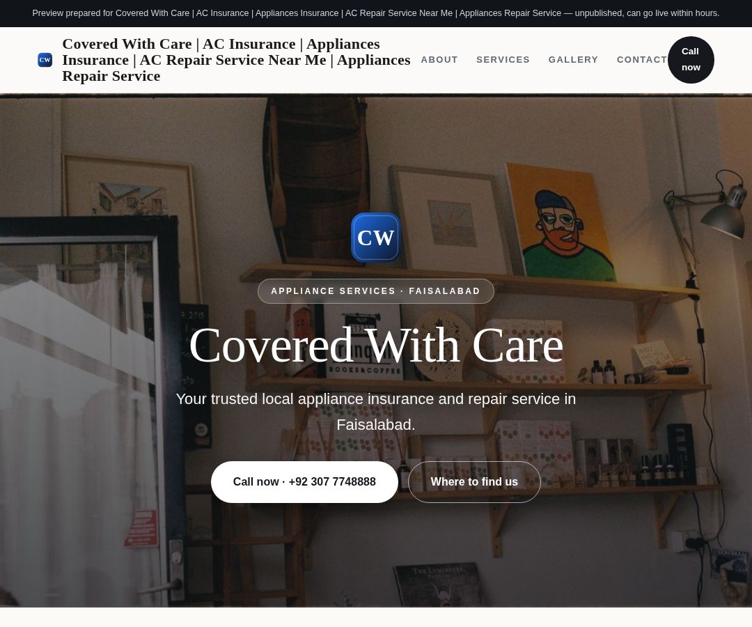 Covered With Care | AC Insurance | Appliances Insurance | AC Repair Service Near Me | Appliances Repair Service