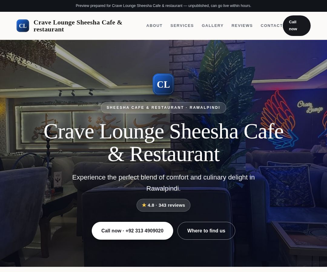 Crave Lounge Sheesha Cafe & restaurant