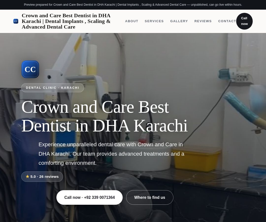 Crown and Care Best Dentist in DHA Karachi | Dental Implants , Scaling & Advanced Dental Care