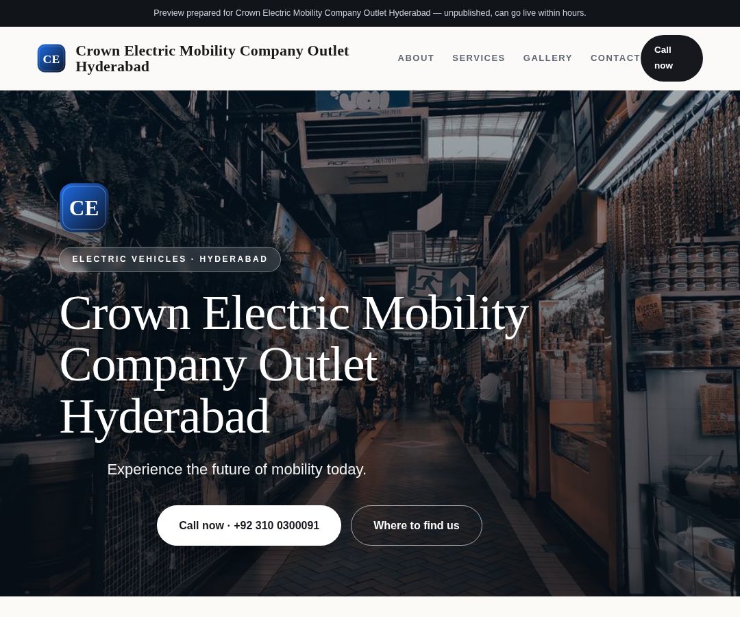 Crown Electric Mobility Company Outlet Hyderabad