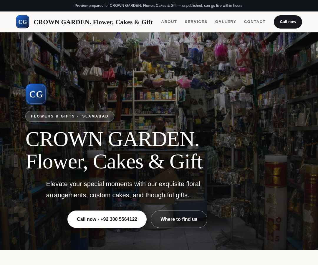 CROWN GARDEN. Flower, Cakes & Gift