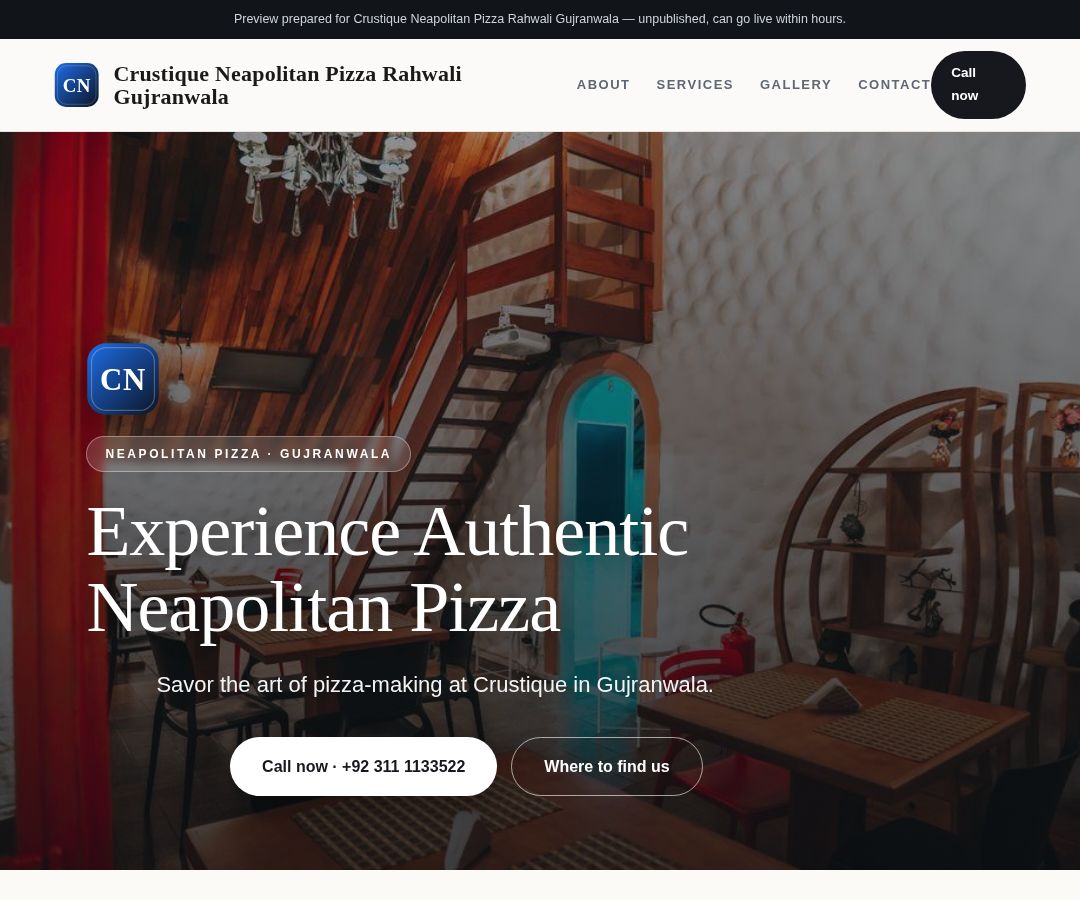 Crustique Neapolitan Pizza Rahwali Gujranwala