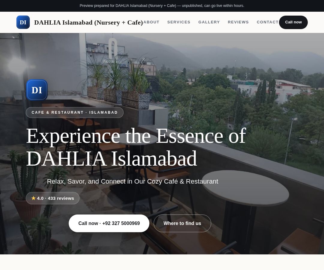 DAHLIA Islamabad (Nursery + Cafe)