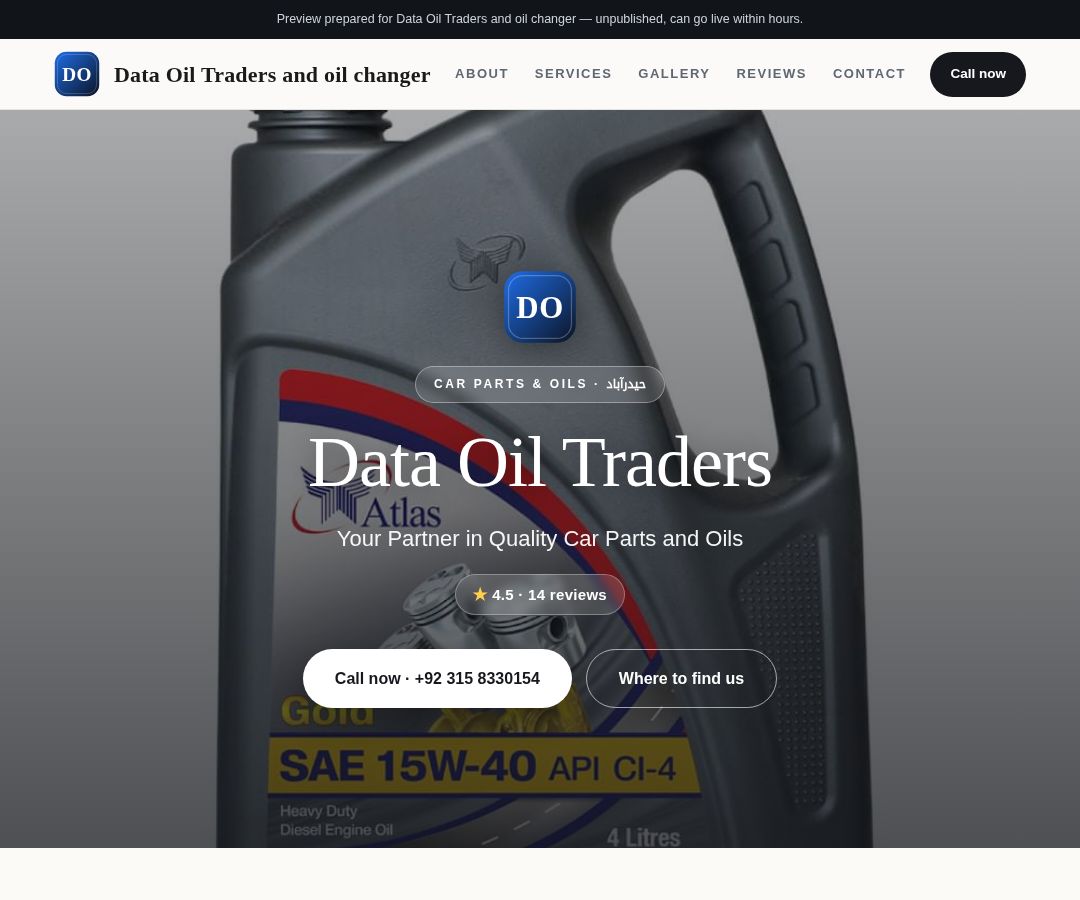 Data Oil Traders and oil changer