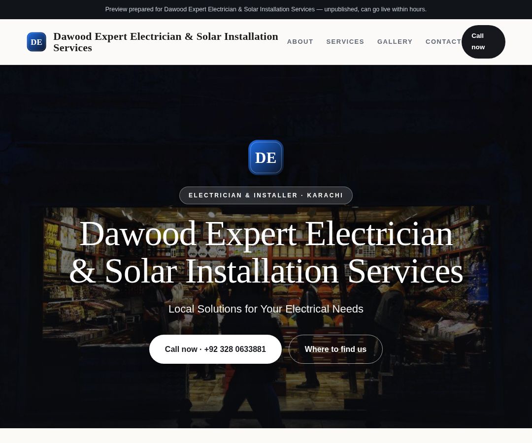 Dawood Expert Electrician & Solar Installation Services