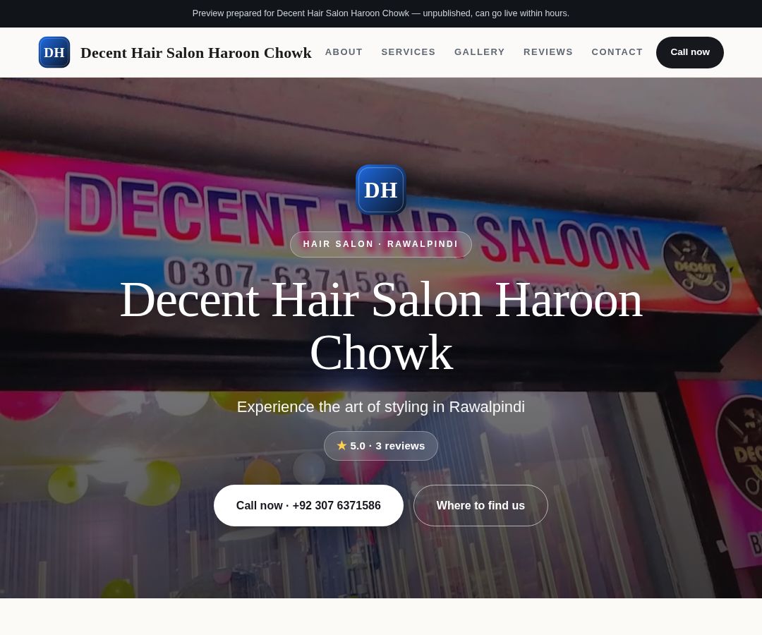 Decent Hair Salon Haroon Chowk
