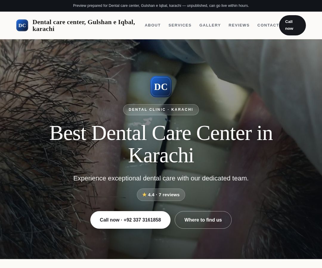 Dental care center, Gulshan e Iqbal, karachi