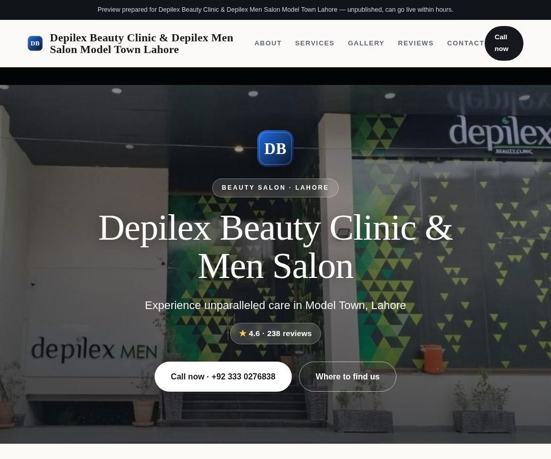 Depilex Beauty Clinic & Depilex Men Salon Model Town Lahore
