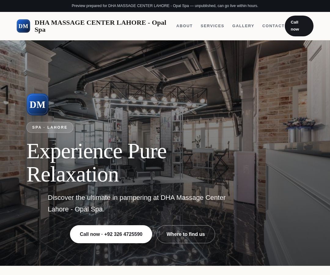 DHA MASSAGE CENTER LAHORE - Opal Spa