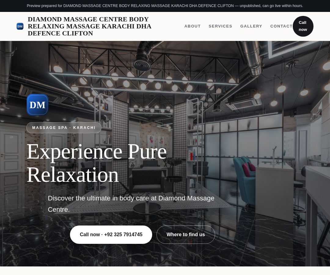DIAMOND MASSAGE CENTRE BODY RELAXING MASSAGE KARACHI DHA DEFENCE CLIFTON