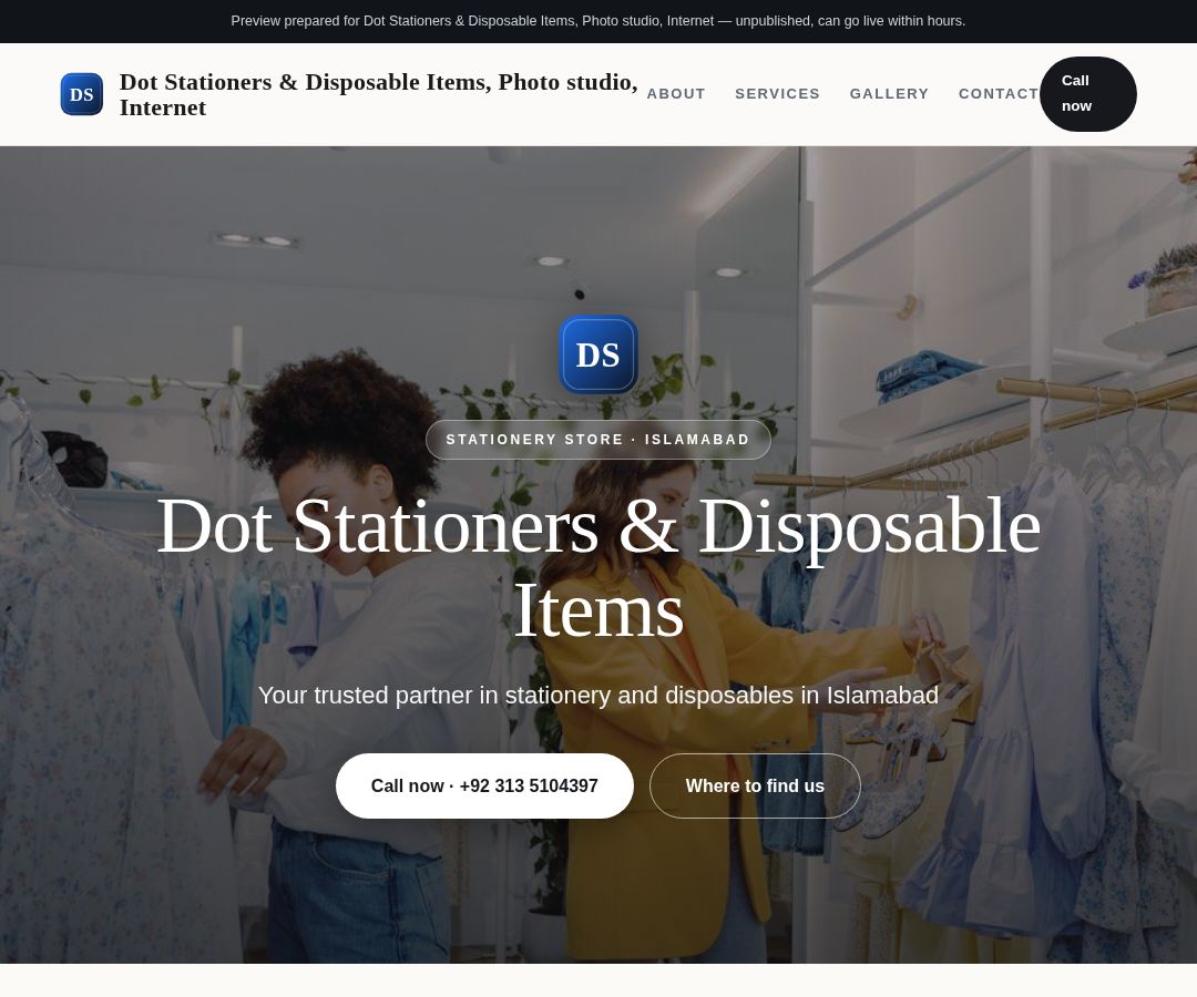 Dot Stationers & Disposable Items, Photo studio, Internet