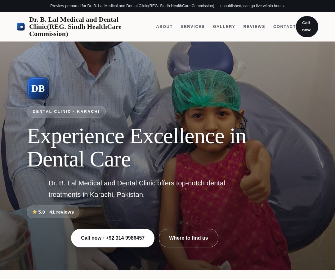 Dr. B. Lal Medical and Dental Clinic(REG. Sindh HealthCare Commission)