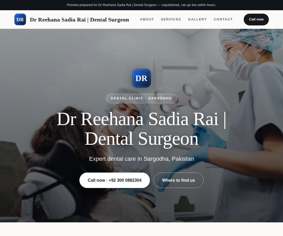 Dr Reehana Sadia Rai | Dental Surgeon