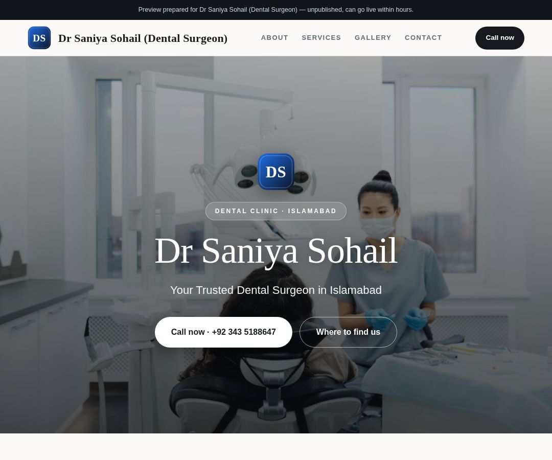 Dr Saniya Sohail (Dental Surgeon)