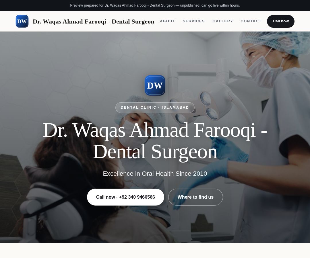 Dr. Waqas Ahmad Farooqi - Dental Surgeon