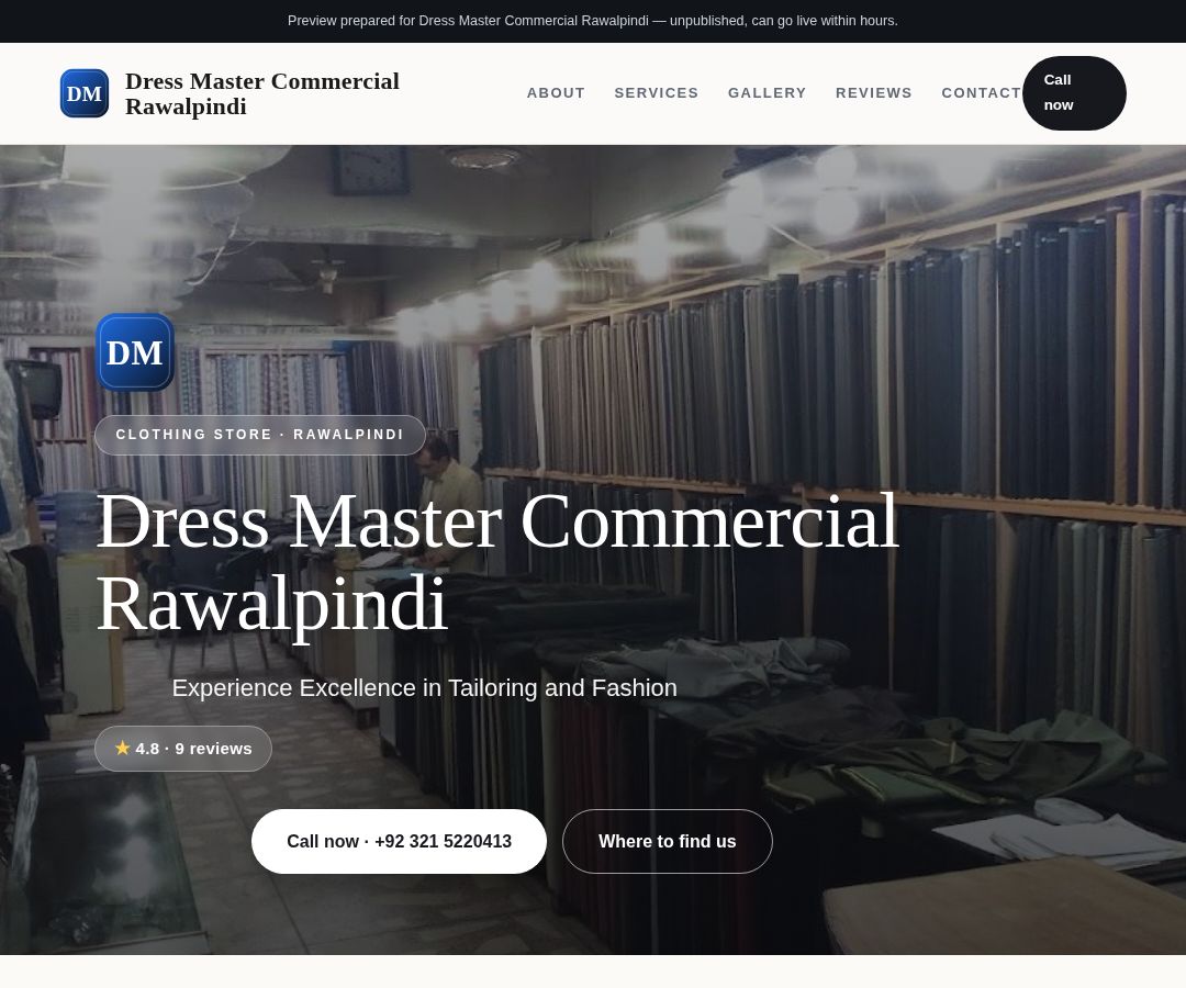 Dress Master Commercial Rawalpindi