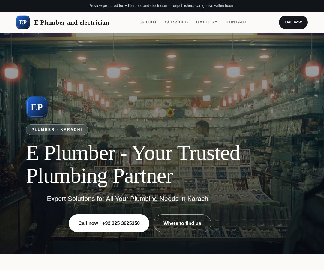 E Plumber and electrician