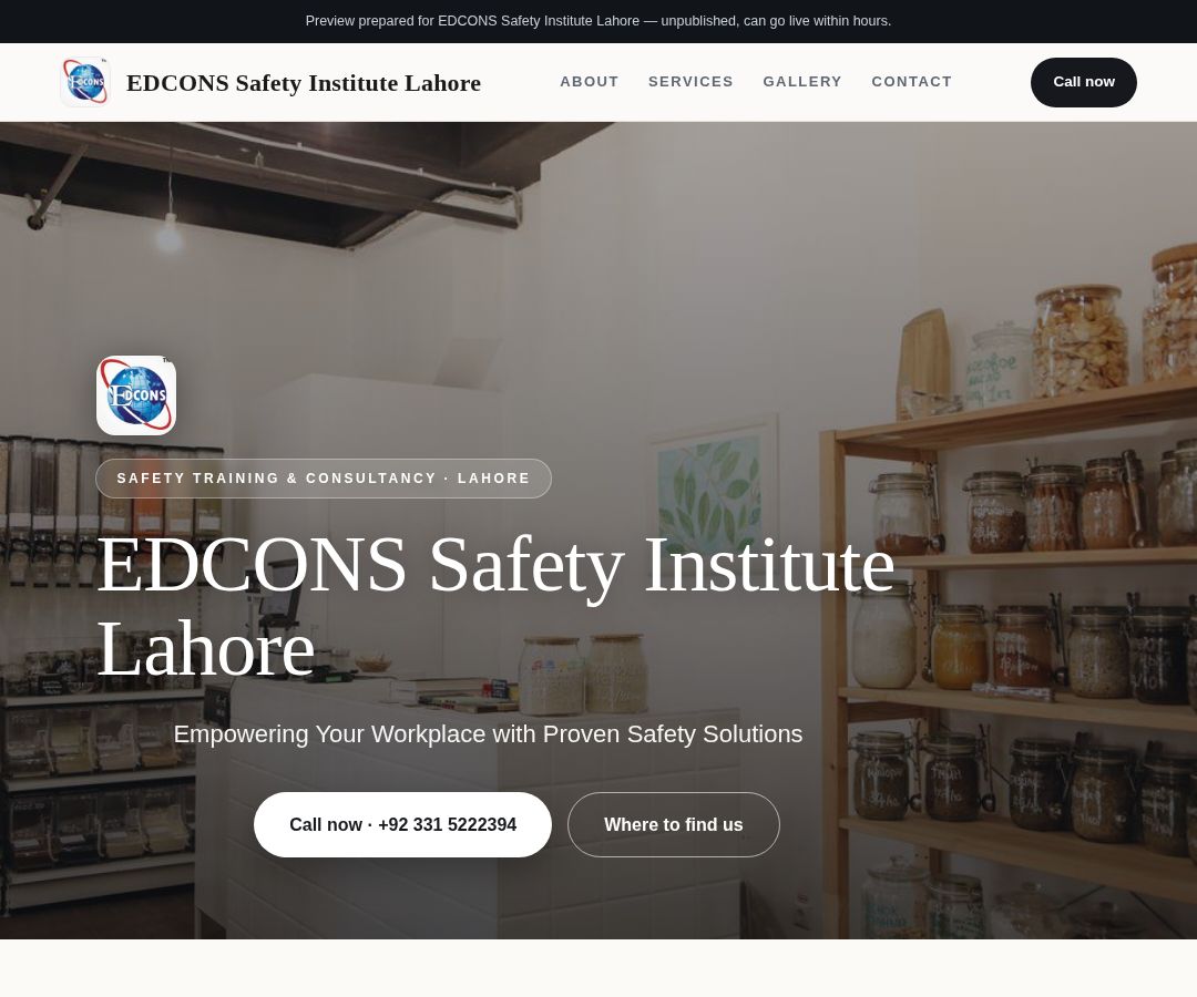 EDCONS Safety Institute Lahore