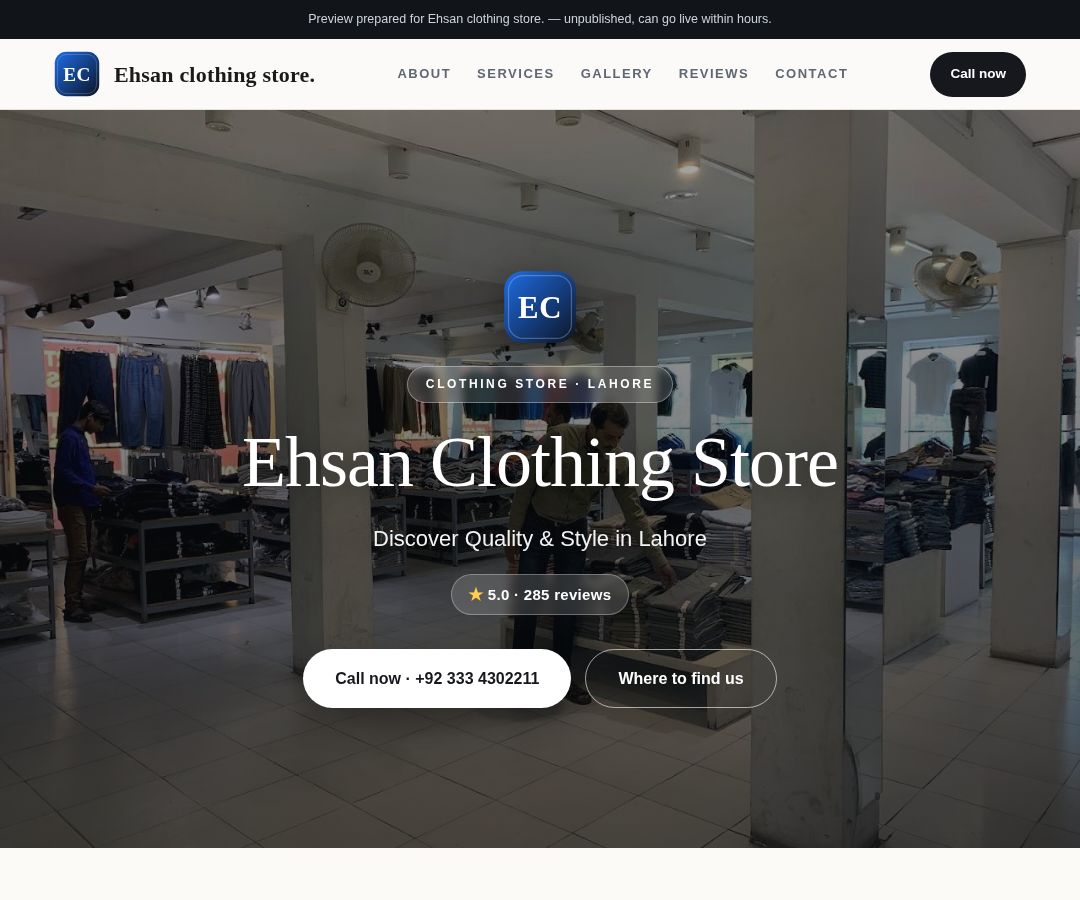 Ehsan clothing store.