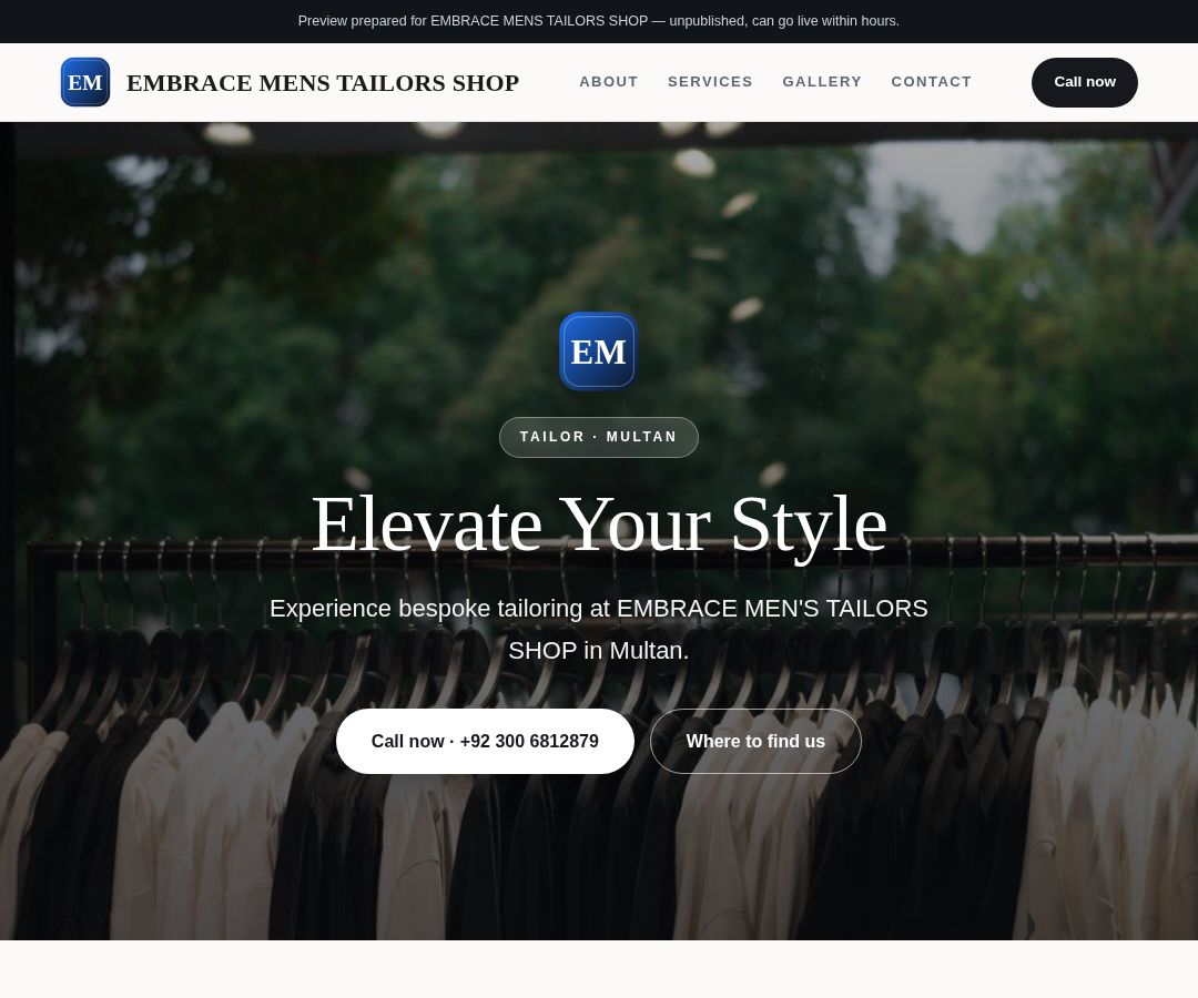 EMBRACE MENS TAILORS SHOP