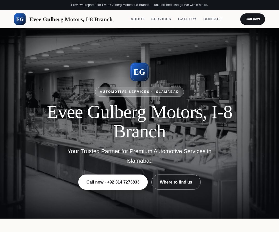Evee Gulberg Motors, I-8 Branch