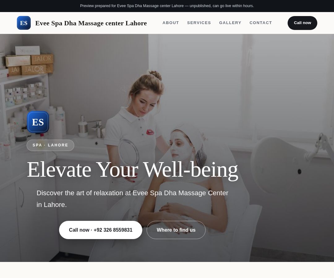 Evee Spa Dha Massage center Lahore