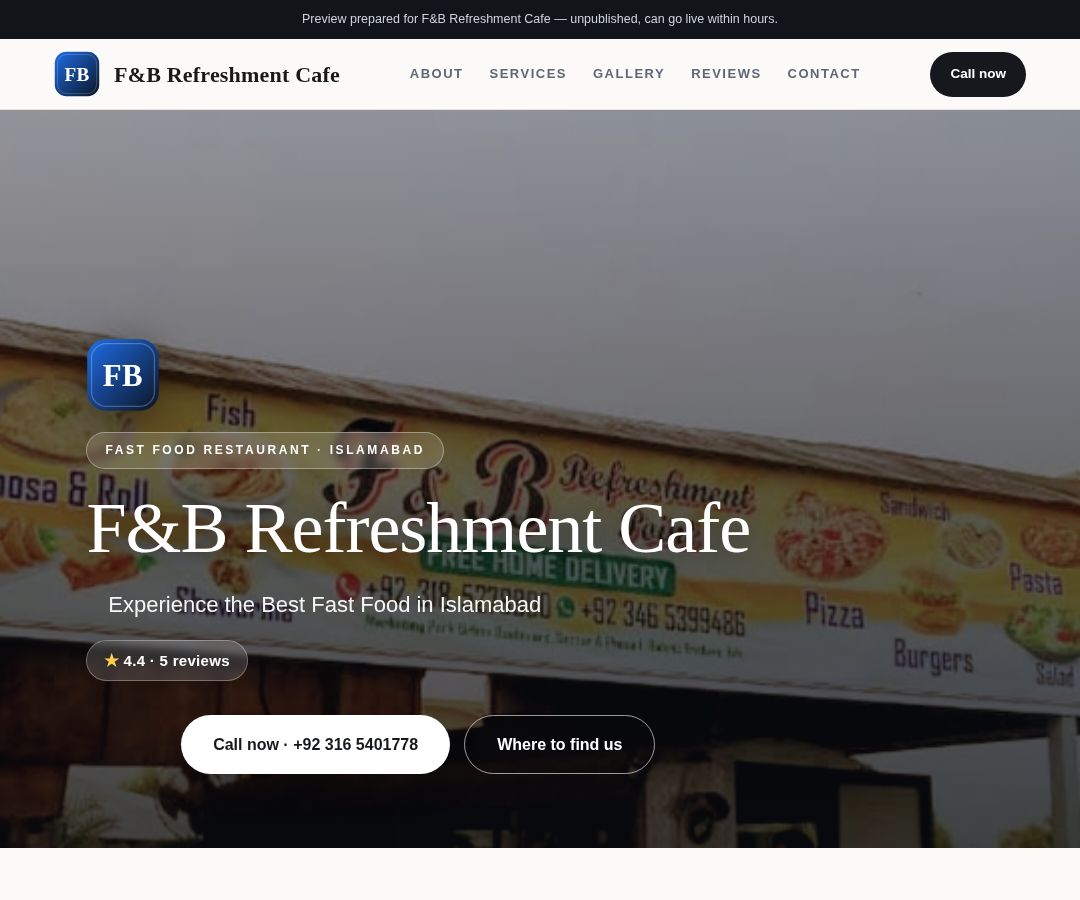 F&B Refreshment Cafe
