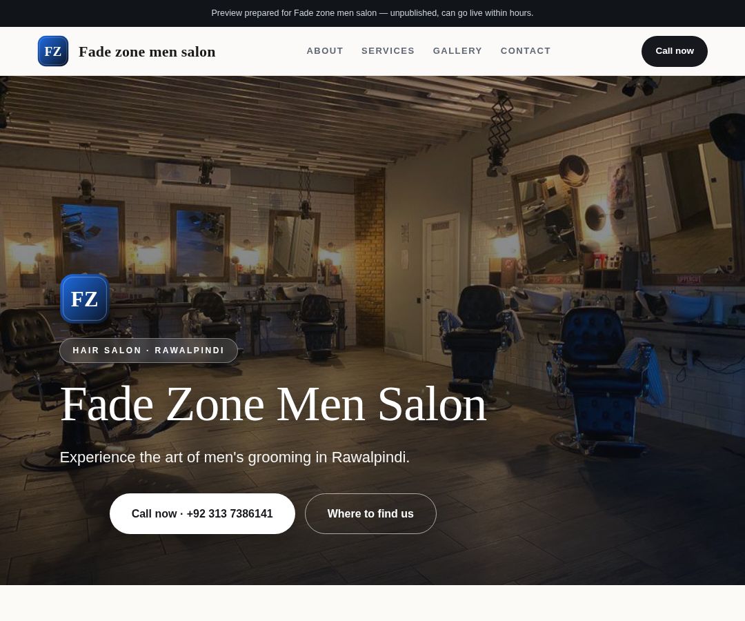 Fade zone men salon