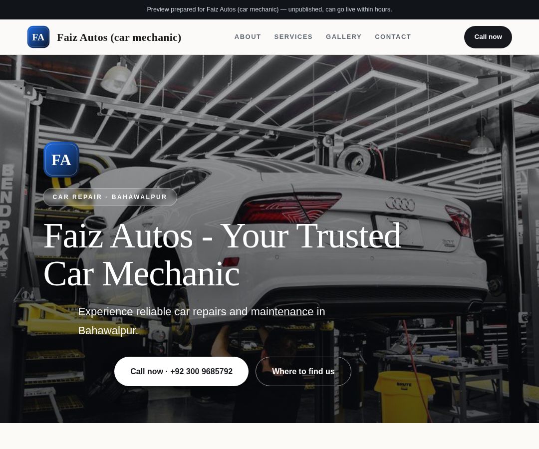 Faiz Autos (car mechanic)