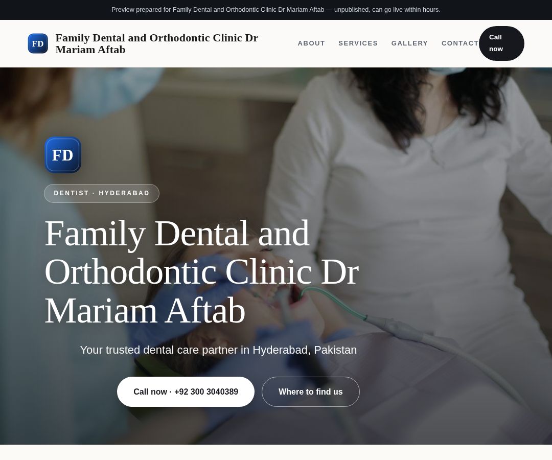 Family Dental and Orthodontic Clinic Dr Mariam Aftab
