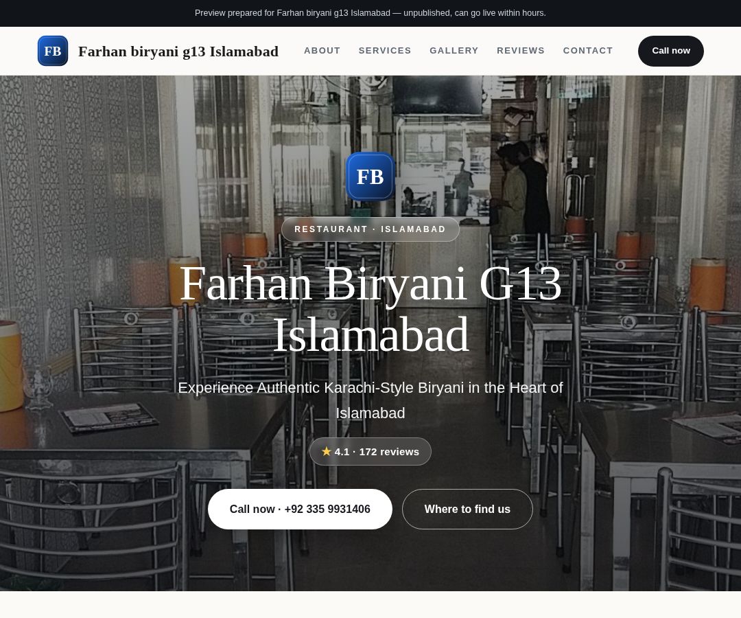 Farhan biryani g13 Islamabad