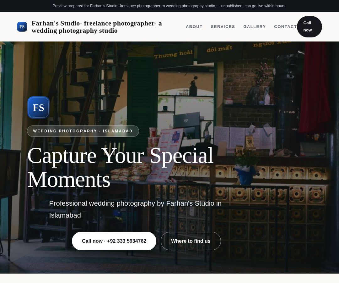 Farhan's Studio- freelance photographer- a wedding photography studio