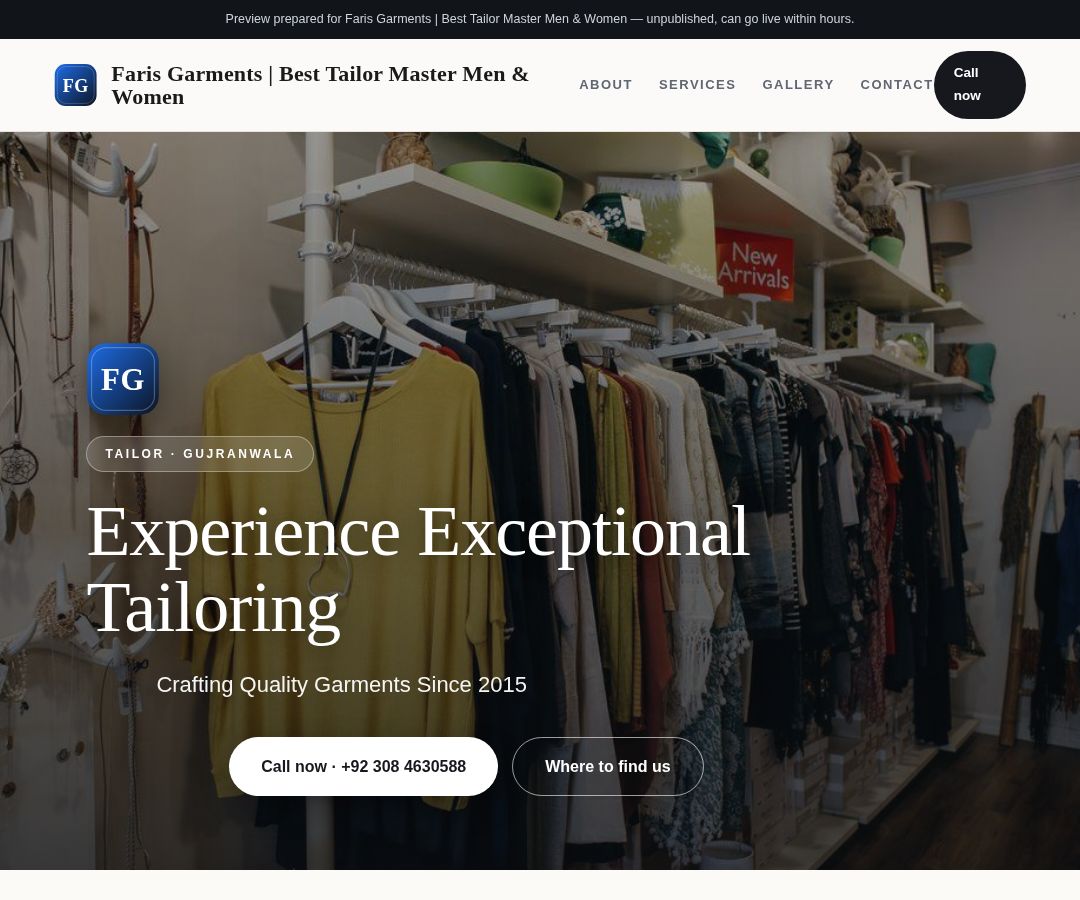 Faris Garments | Best Tailor Master Men & Women