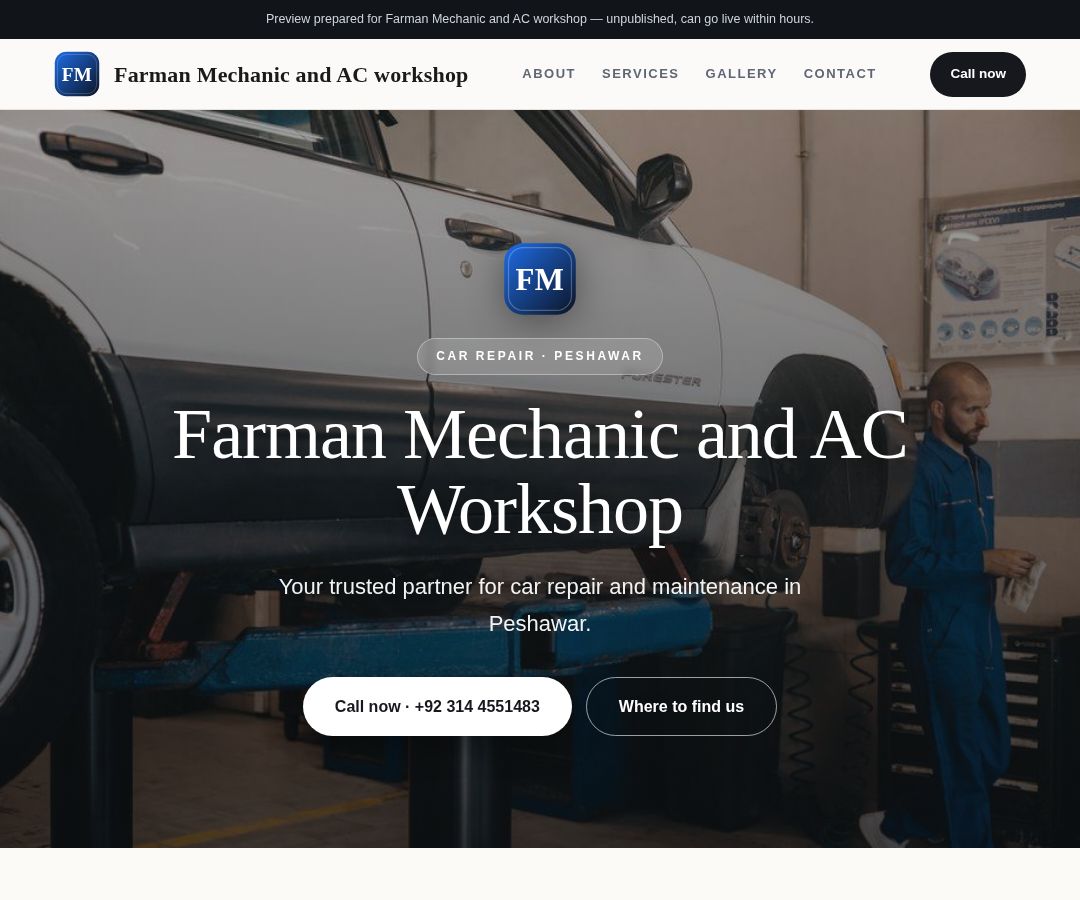 Farman Mechanic and AC workshop