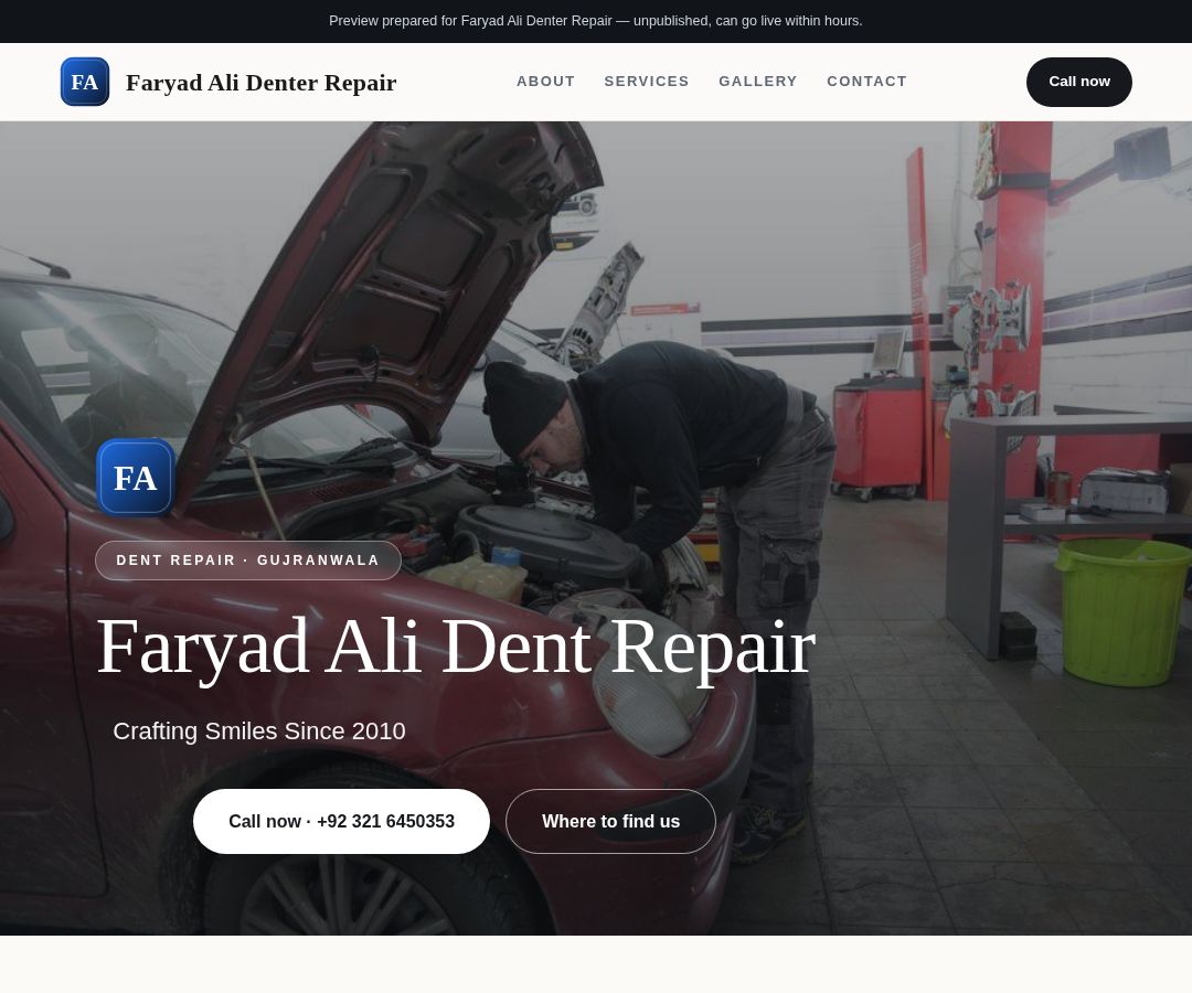 Faryad Ali Denter Repair