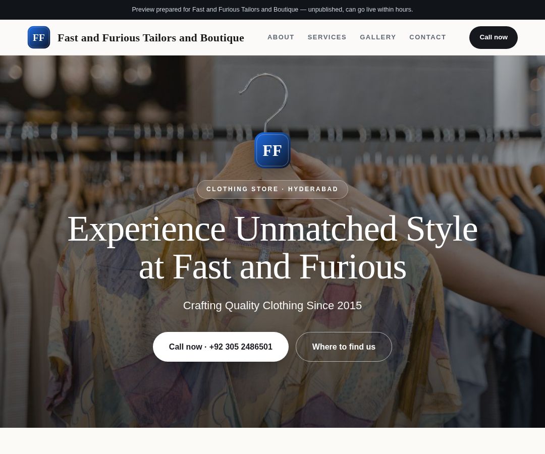 Fast and Furious Tailors and Boutique