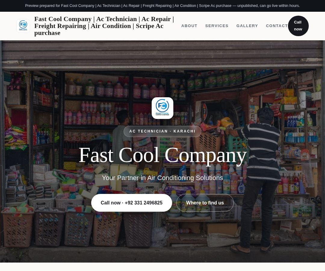 Fast Cool Company | Ac Technician | Ac Repair | Freight Repairing | Air Condition | Scripe Ac purchase