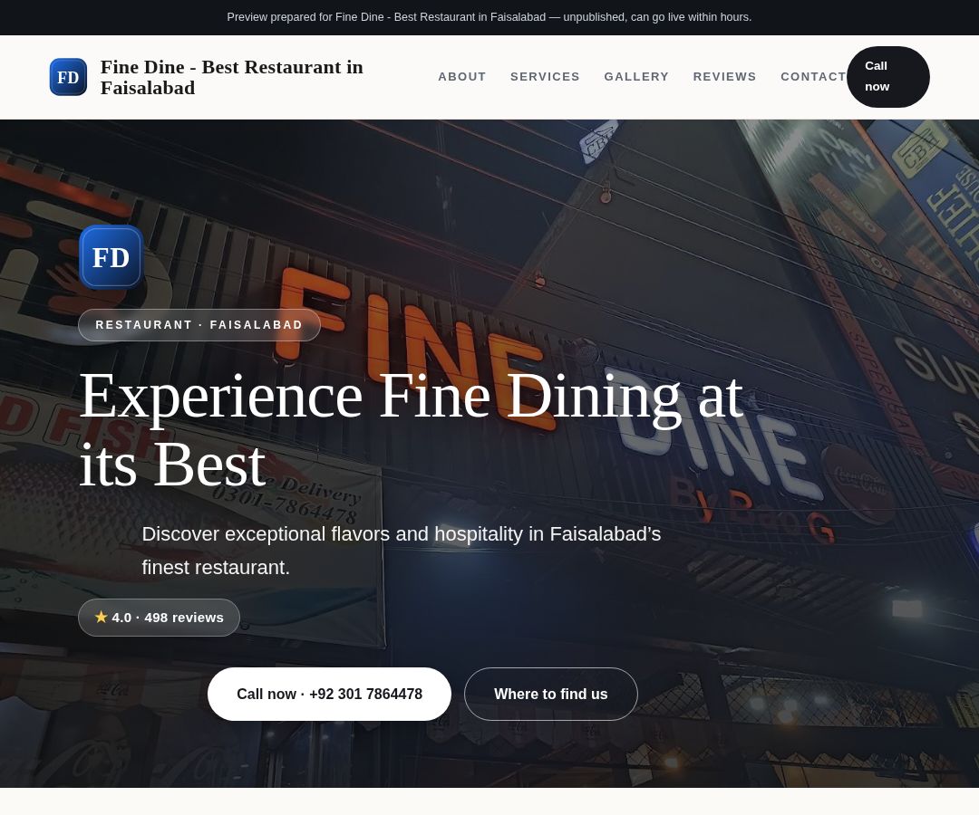 Fine Dine - Best Restaurant in Faisalabad